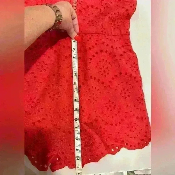 tea & cup Red Eyelet Romper Size Large - Picture 5 of 6
